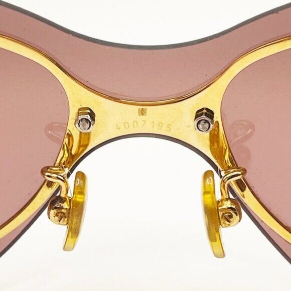 Cartier Vintage Aviator Sunglasses Rimless Rose Pink Gold Plated Shield Mask Y2K - Picture 5 of 8